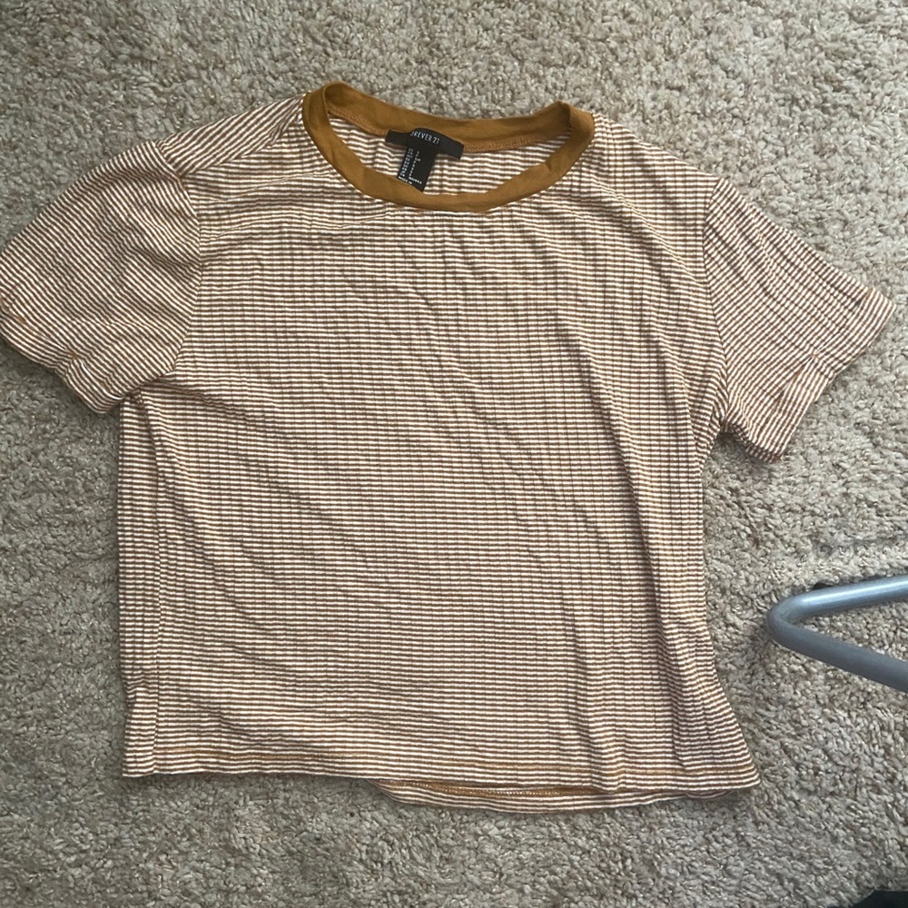 Forever 21 Yellow / White Striped Top